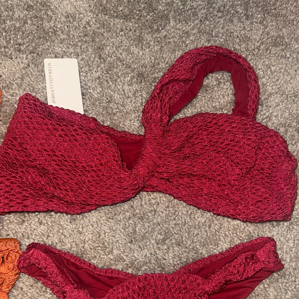 Orange and Red Textured Bikinis - Picture 6 of 7